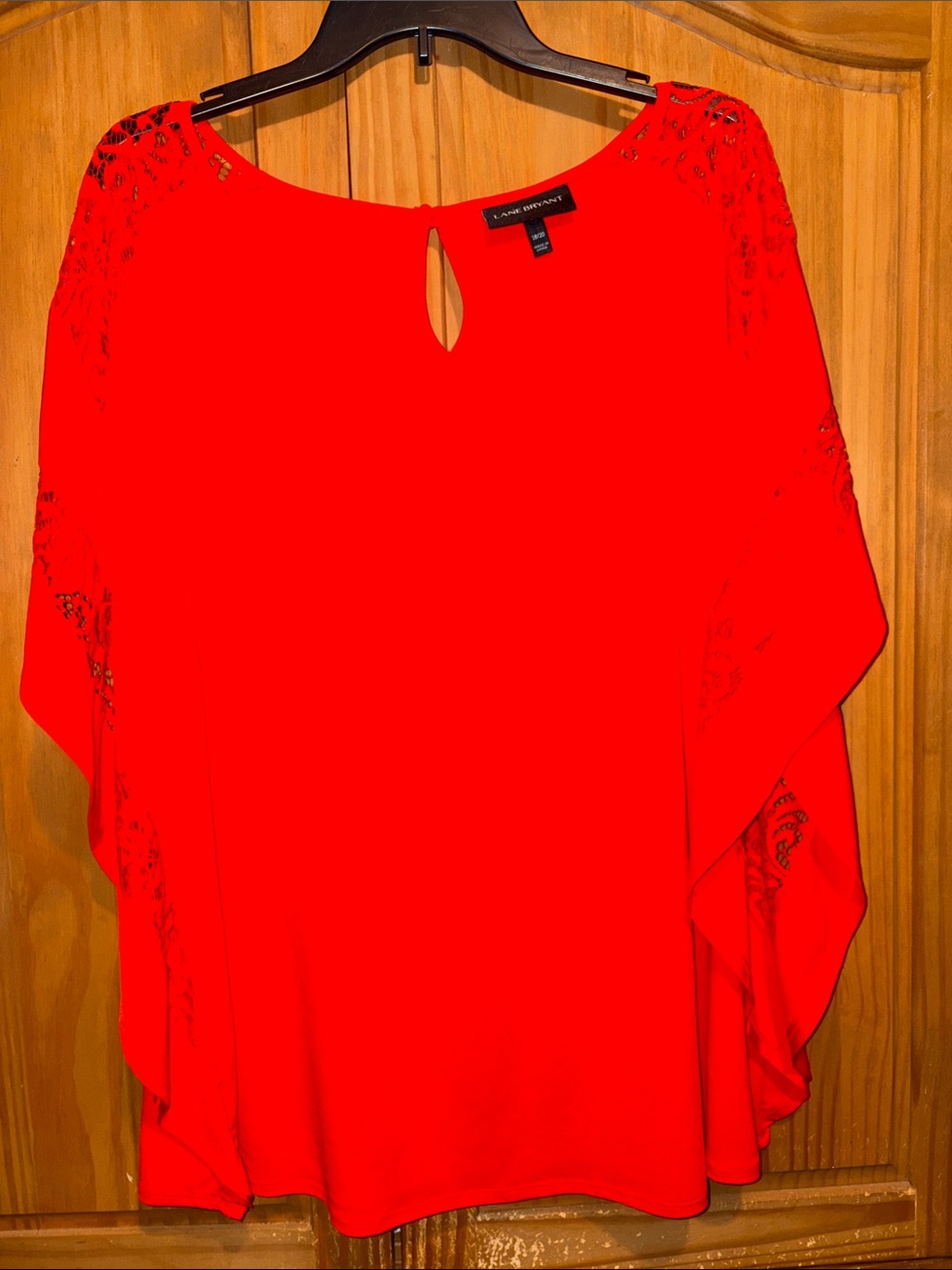 Lane Bryant orange Red Lace-Accent Cape Sleeve Tunic